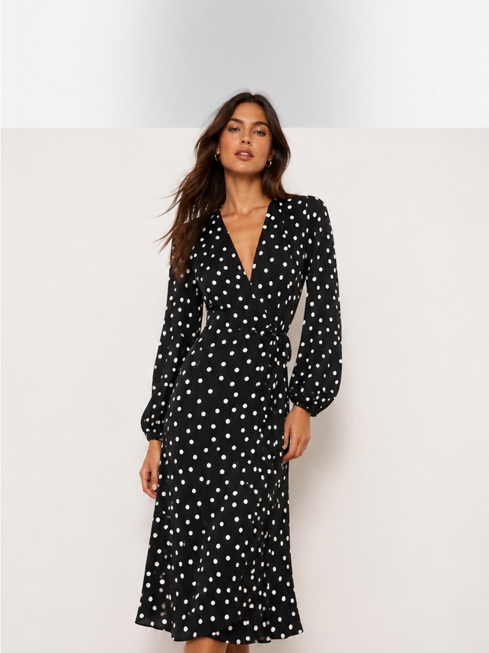 Realisation Par Violette Black Polka Dot Wrap Midi Dress